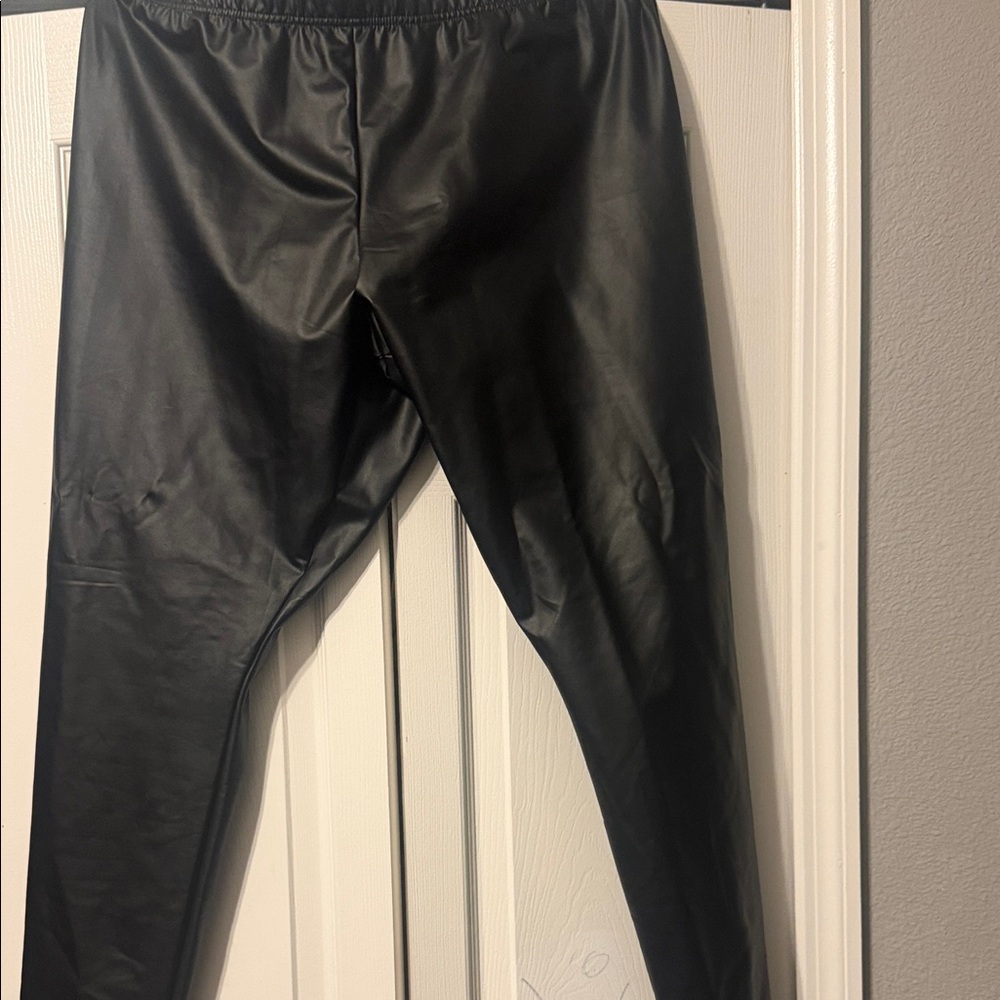 Old Navy Black Faux Leather Straight Leg Pants